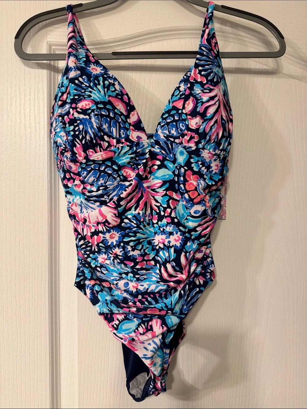 Kids Floral One-Piece Swimsuit in Navy, Blue & Pink